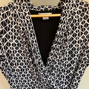 Liz Claiborne Faux Wrap Navy & White Dress